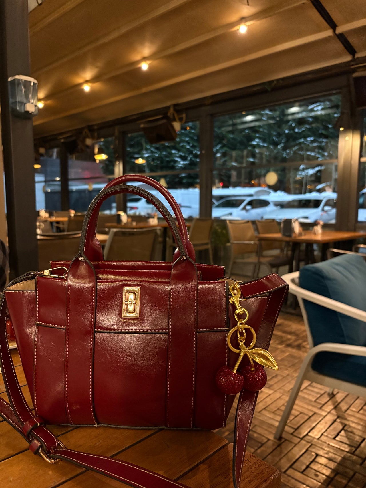 Bordo Çanta Charm Hediyeli 👑