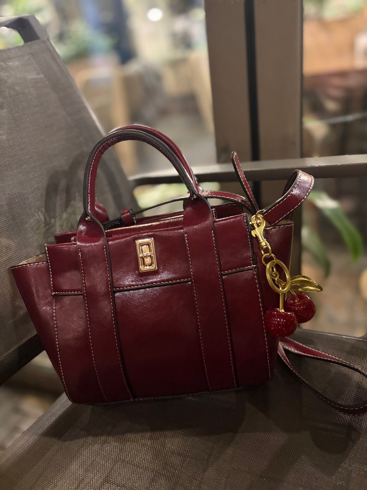 Bordo Çanta Charm Hediyeli 👑