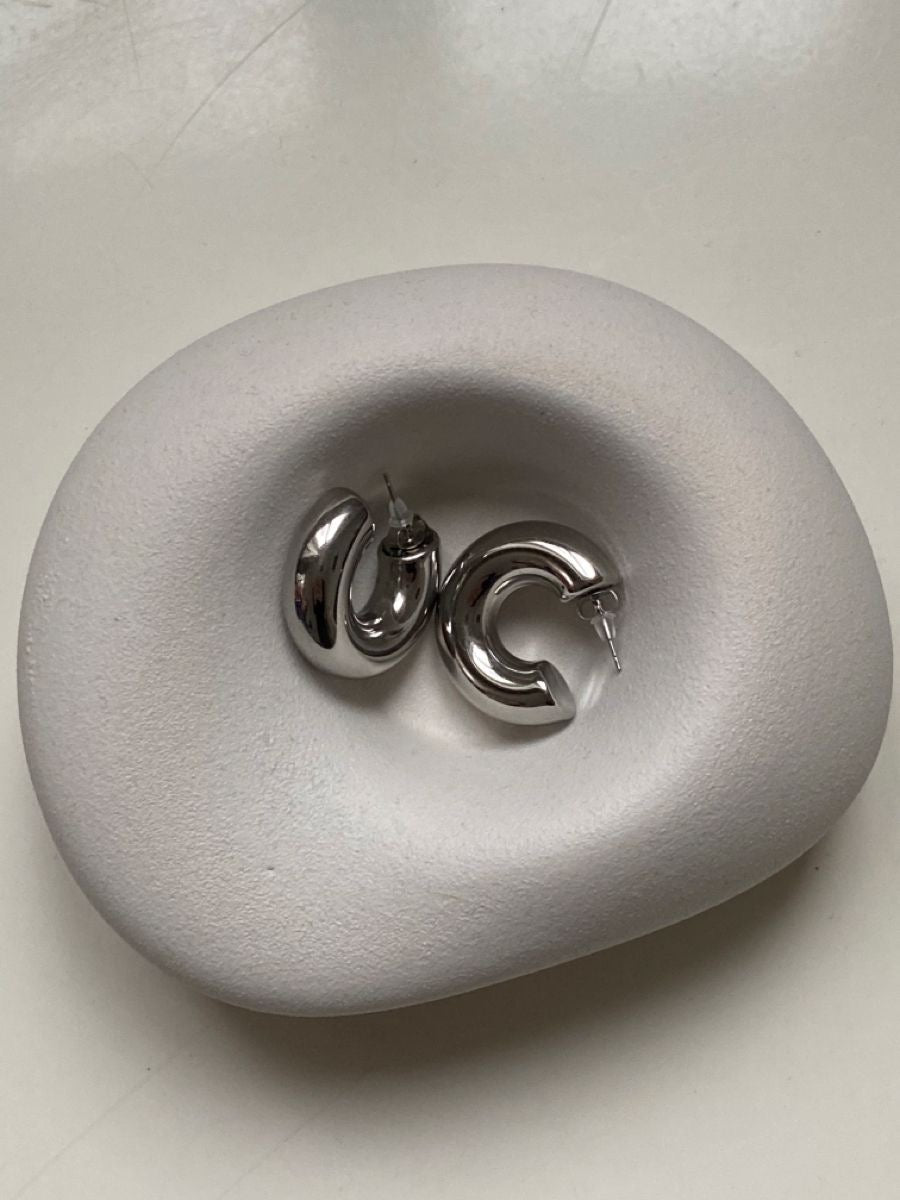 Silver Bombeli Halka Küpe