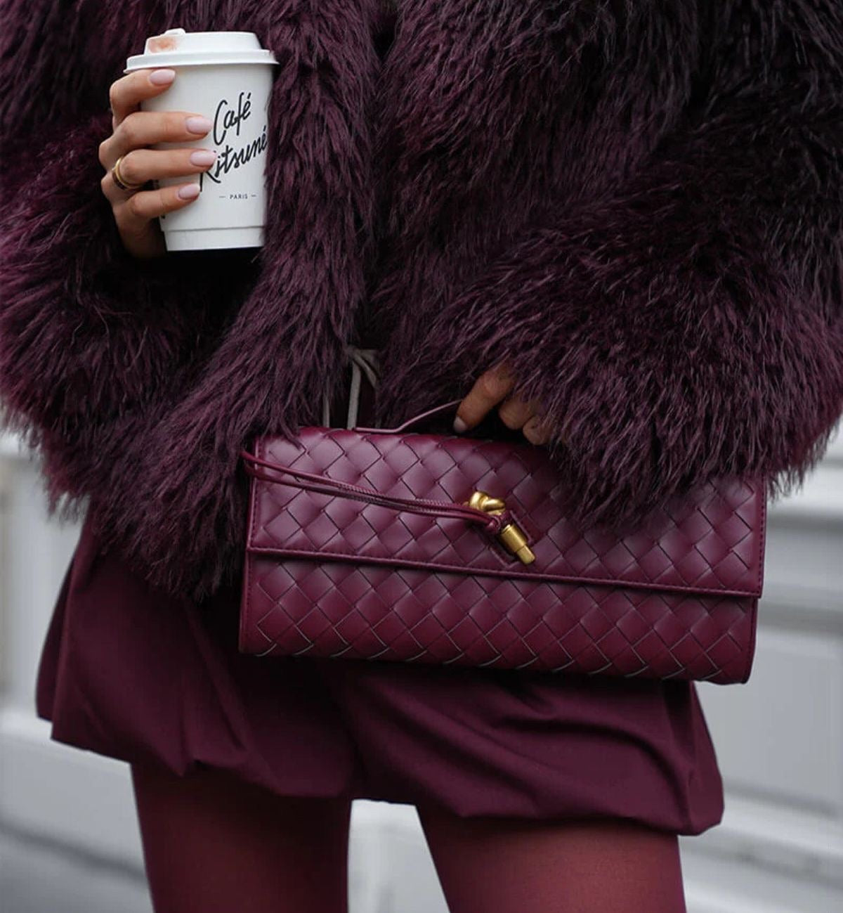 Bordo Bottega Model  Çanta Vıp Kalite