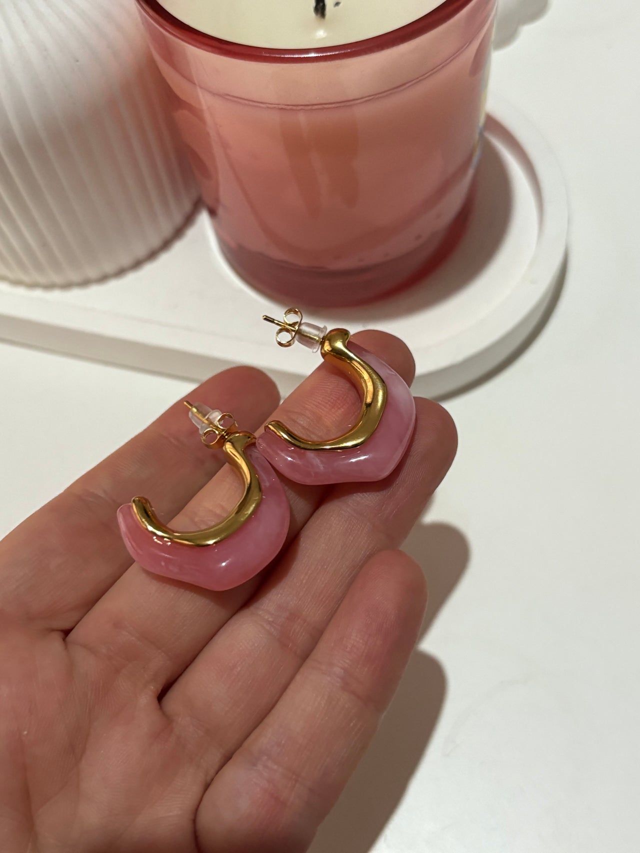 Pembe Kemik Küpe (çelik)