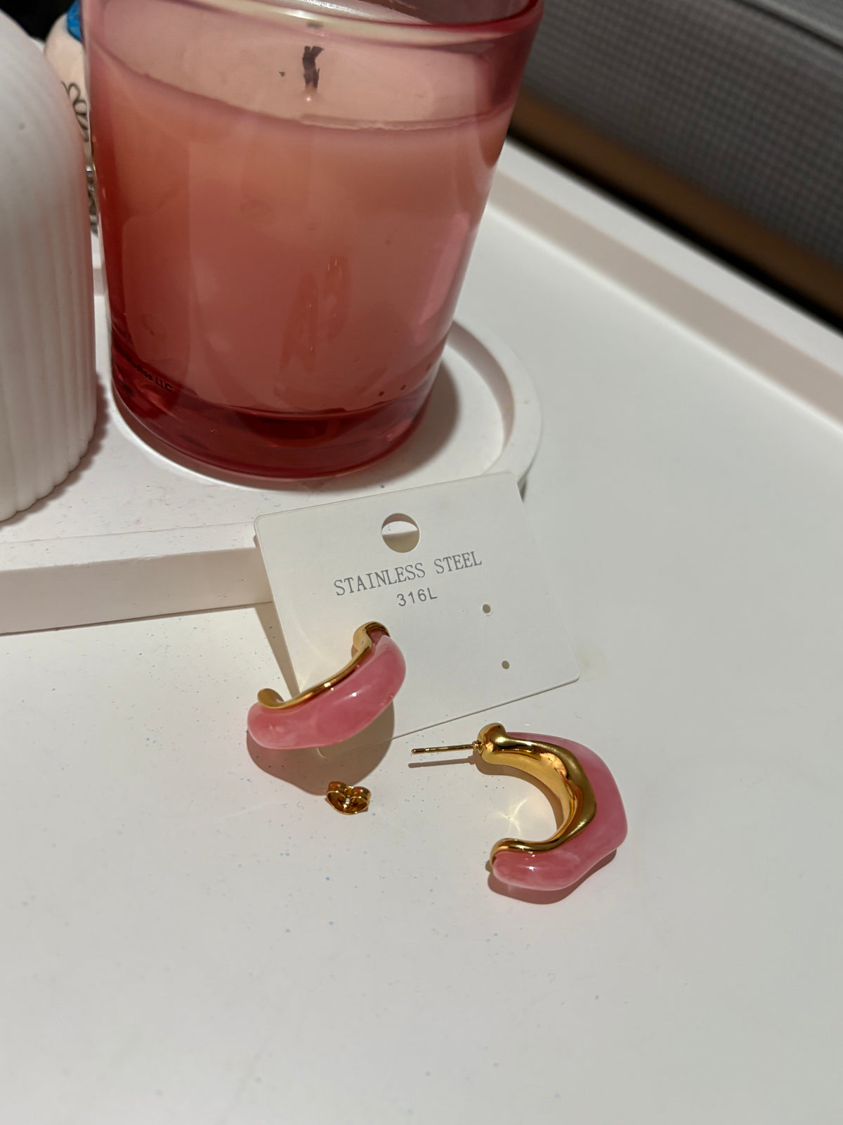 Pembe Kemik Küpe (çelik)