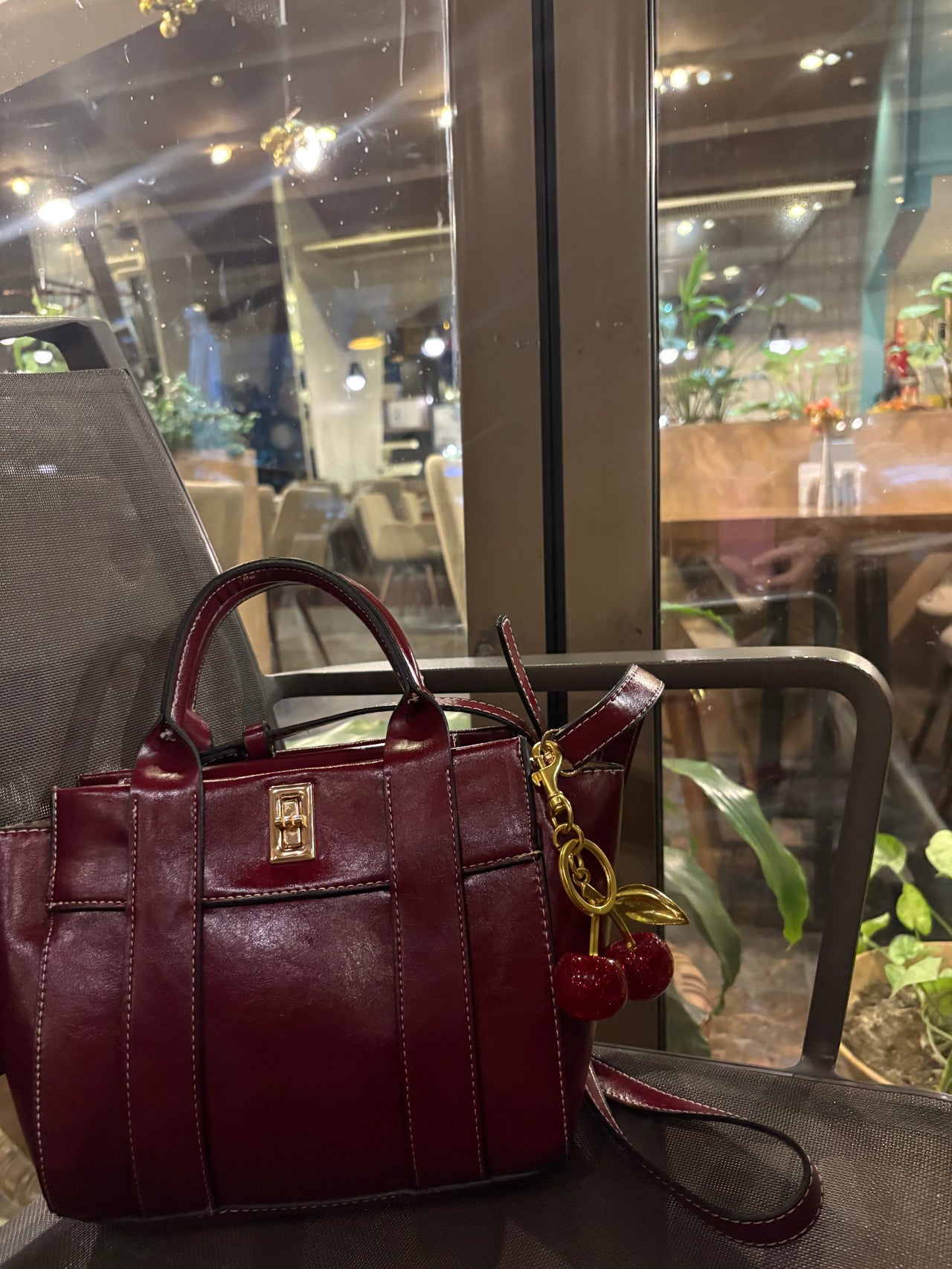Bordo Çanta Charm Hediyeli 👑