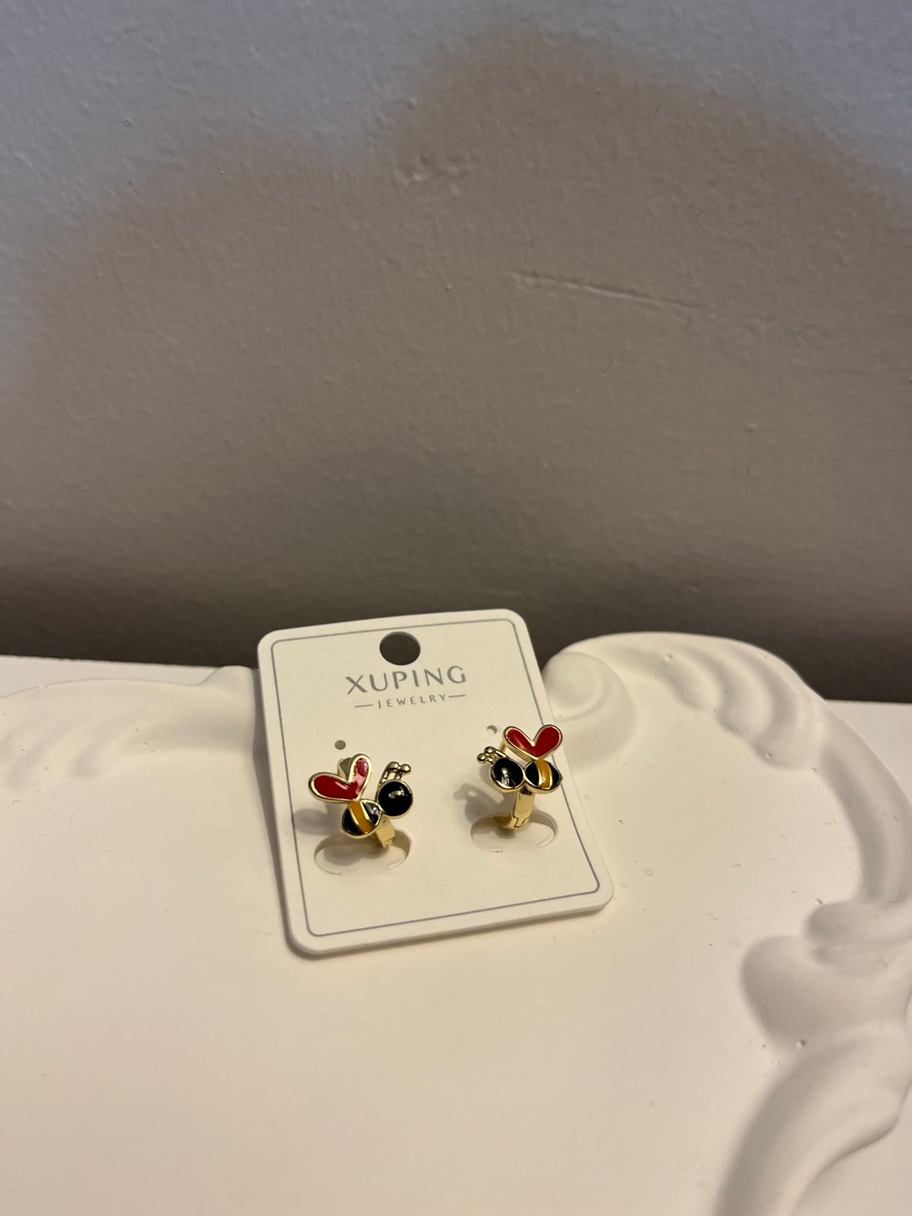 Arılı 14k kaplama özel seri küpe